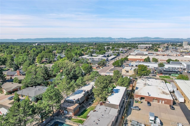 drone / aerial view with a mountain view