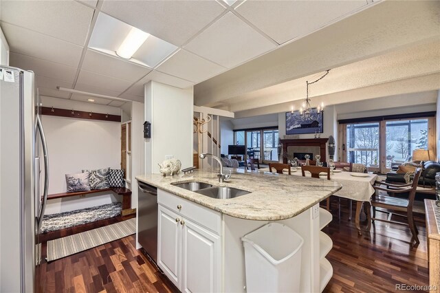 kitchen featuring dark hardwood / wood-style flooring, appliances with stainless steel finishes, sink, and plenty of natural light