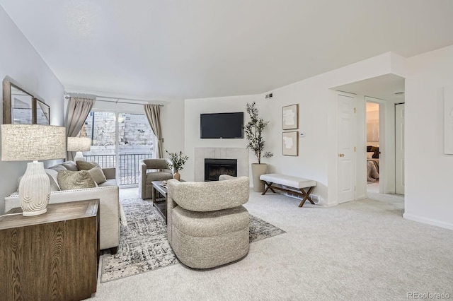 13093 W Cedar Dr Unit 121, Lakewood, CO 80228 - living room with carpet and a fireplace