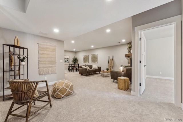 1361 Art Dr, Berthoud, CO 80513 - carpeted living area featuring recessed lighting and baseboards