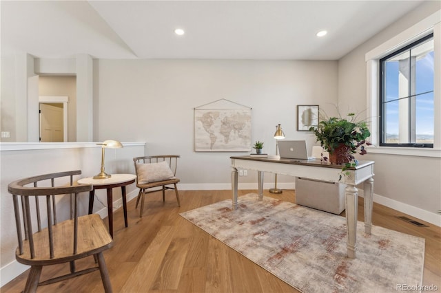 1361 Art Dr, Berthoud, CO 80513 - office featuring wood finished floors, recessed lighting, and baseboards