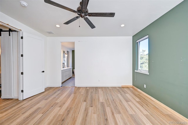 10373 Hutchinson Ln, Poncha Springs, CO 81242 - empty room with a smoke detector, light wood-type flooring, recessed lighting, and a ceiling fan