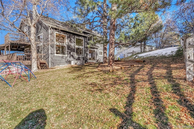 view of yard featuring a deck