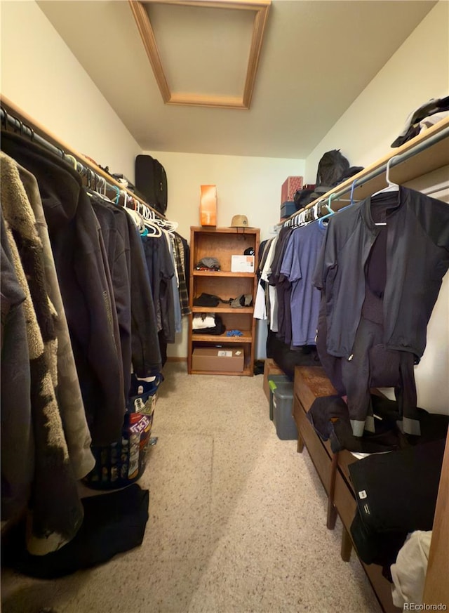 1436 H St Unit B, Salida, CO 81201 - spacious closet with attic access and carpet floors