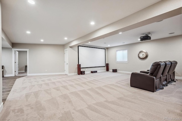 view of carpeted home theater