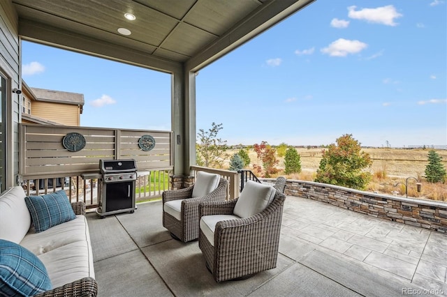 view of patio / terrace with outdoor lounge area and area for grilling