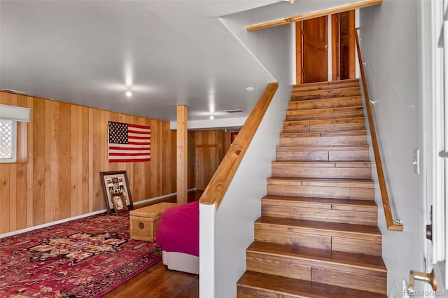 1528 Silverheels Rd, Fairplay, CO 80440 - stairs with wood walls and wood finished floors