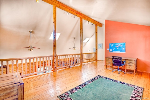 1528 Silverheels Rd, Fairplay, CO 80440 - home office with a ceiling fan and wood-type flooring