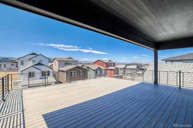 deck with a residential view
