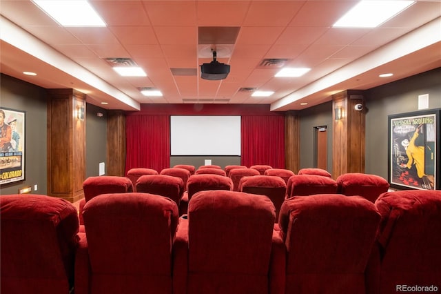 3401 Arapahoe Ave Unit 105, Boulder, CO 80303 - home theater featuring a drop ceiling, recessed lighting, and decorative columns