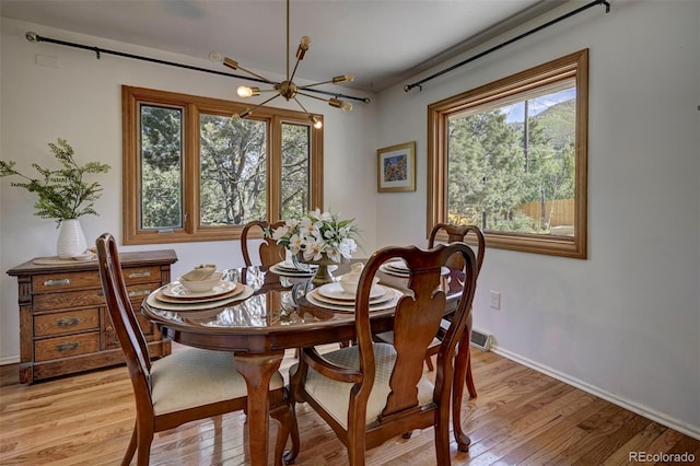 4665 Fox Rd, Cascade, CO 80809 - dining area featuring a chandelier and light wood finished floors
