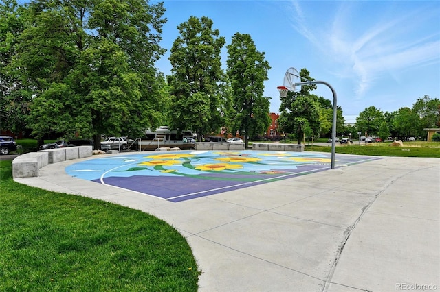 3611 N Vine St, Denver, CO 80205 - view of basketball court featuring basketball court and a lawn