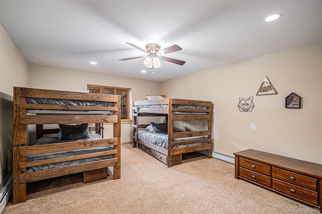 423 Prunes Pl, Fairplay, CO 80440 - bedroom with carpet floors, baseboard heating, recessed lighting, and ceiling fan