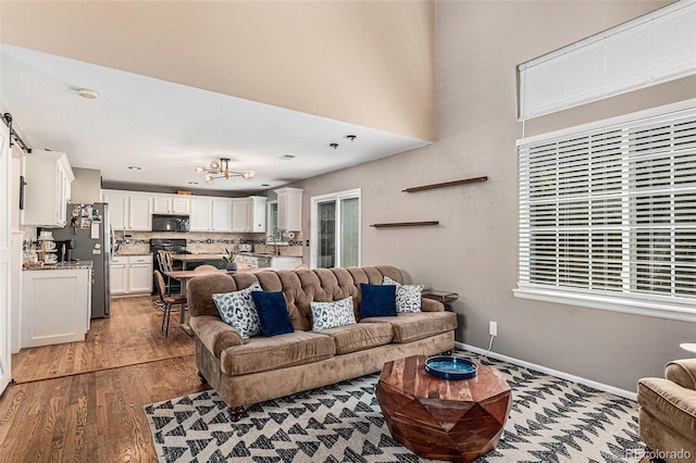 living room with wood-type flooring