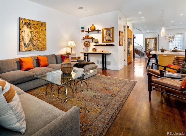 living room featuring hardwood / wood-style floors