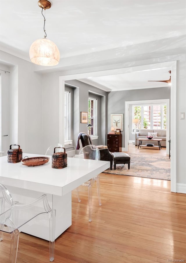 99 S Downing St Unit 105, Denver, CO 80209 - dining space with light wood-style flooring and baseboards