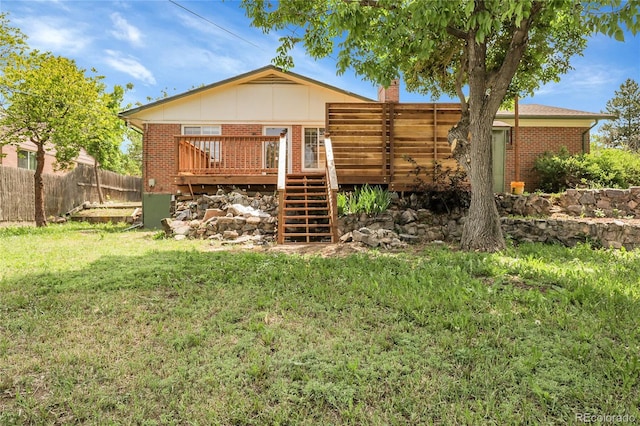 797 W Briarwood Ave, Littleton, CO 80120 - rear view of property featuring brick siding, stairs, a deck, and board and batten siding