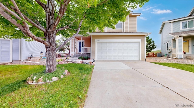 7270 Marmot Ridge Pl, Littleton, CO 80125 - view of front facade featuring an attached garage, concrete driveway, and a front lawn