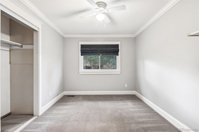 8132 Lodgepole Trl, Lone Tree, CO 80124 - unfurnished bedroom featuring crown molding, carpet, ceiling fan, and a closet