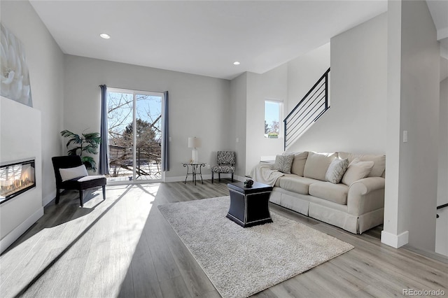 living room featuring light hardwood / wood-style flooring