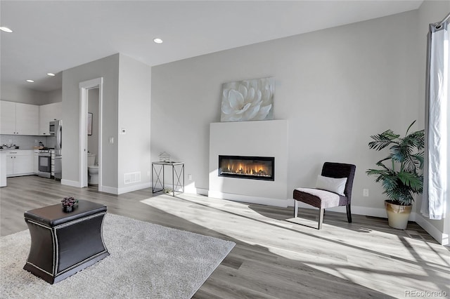 living room with light wood-type flooring