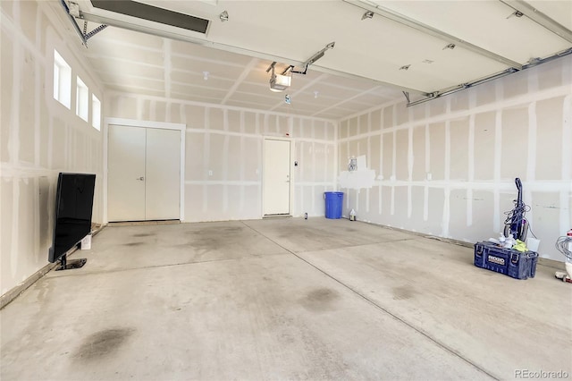 garage with a garage door opener