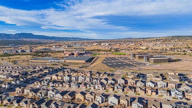 drone / aerial view with a mountain view