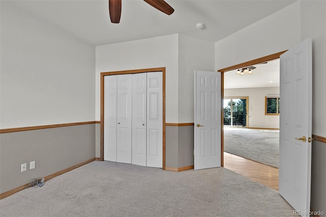 5130 Sevenoaks Dr, Colorado Springs, CO 80919 - unfurnished bedroom featuring baseboards, a closet, ceiling fan, and carpet flooring