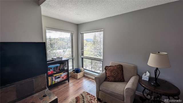 2710 Ryan Gulch Rd Unit 2731, Silverthorne, CO 80498 - living area with wood finished floors, plenty of natural light, and a textured ceiling