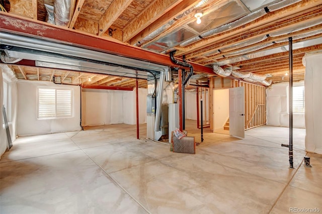 basement with gas water heater