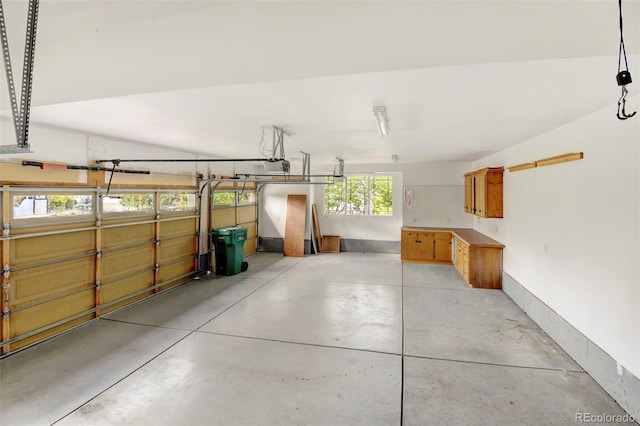 garage with a garage door opener