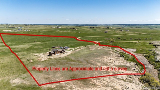 2710 Rustlers Canyon Loop, Elizabeth, CO 80107 - aerial view of sparsely populated area with property boundaries highlighted