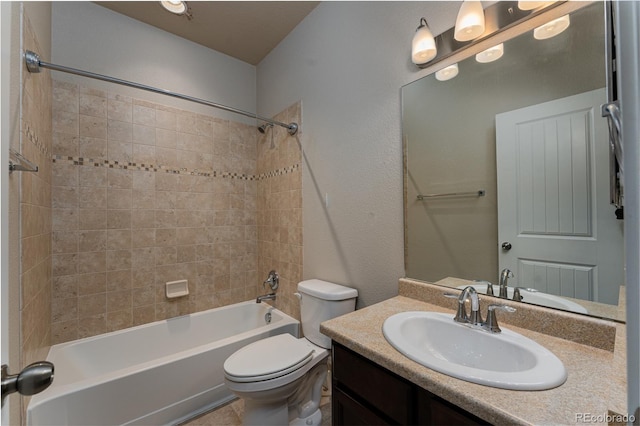 8110 Somersby Pl, Colorado Springs, CO 80908 - bathroom featuring toilet, shower / bathtub combination, and vanity