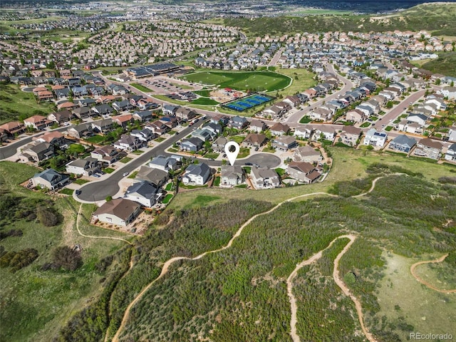 1133 Lucky Ct, Castle Rock, CO 80109 - aerial overview of property's location with nearby suburban area