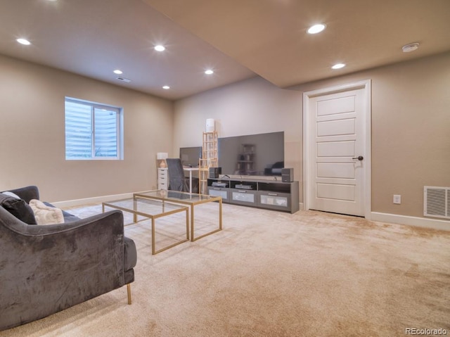 8018 Williams Fork Ave, Littleton, CO 80125 - living room featuring baseboards, recessed lighting, and carpet flooring