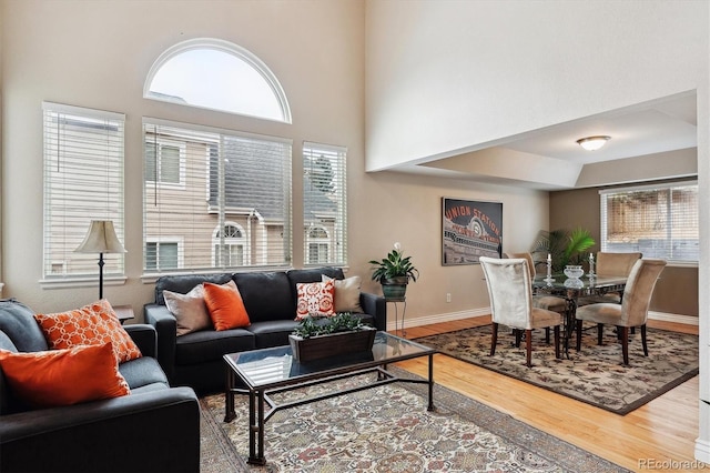 living room with hardwood / wood-style flooring