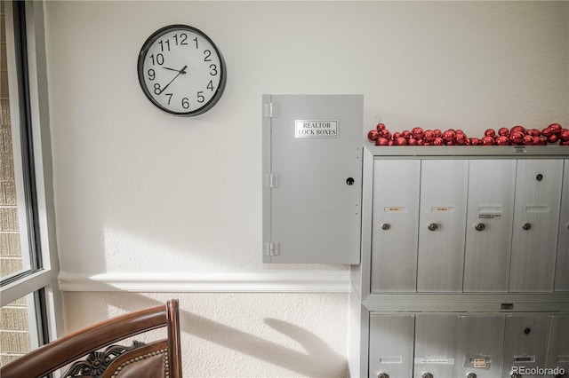 interior details featuring a mail area