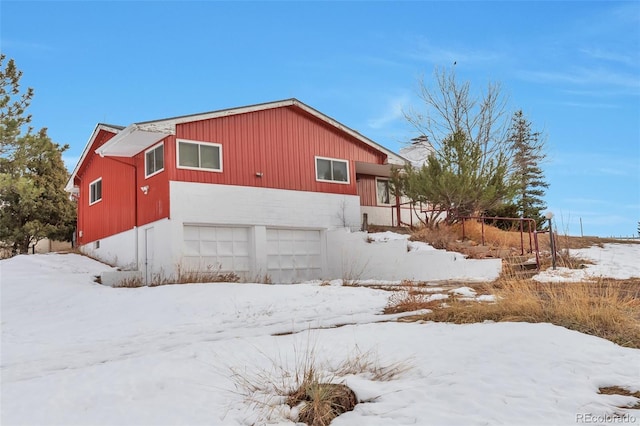 exterior space featuring a garage