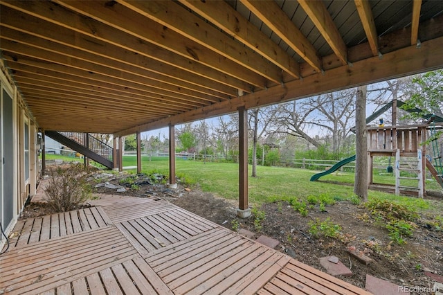 8424 E Otero Cir, Centennial, CO 80112 - deck featuring a playground and stairs