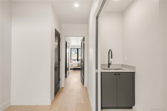 2391 King St, Denver, CO 80211 - hallway with light wood finished floors and recessed lighting
