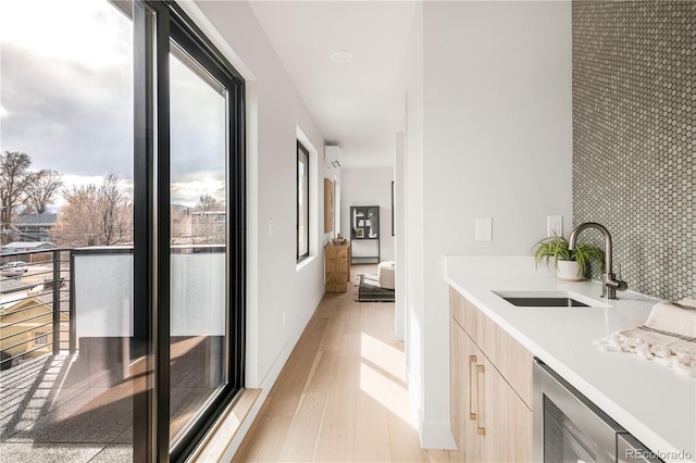 2391 King St, Denver, CO 80211 - bar with tasteful backsplash and light wood-style floors