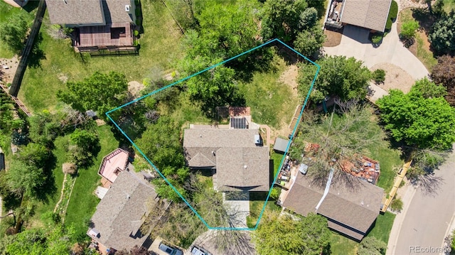 6083 S Glencoe Way, Centennial, CO 80121 - aerial view of residential area featuring property parcel outlined