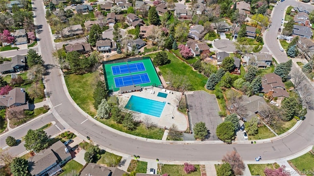 6083 S Glencoe Way, Centennial, CO 80121 - aerial view of property's location with a pool area and nearby suburban area