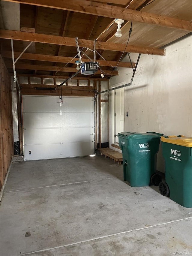 garage with a garage door opener