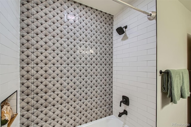 full bathroom with bathing tub / shower combination