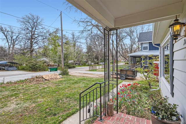 view of yard with a porch