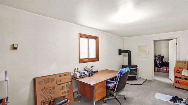 1269 Roland Dr, Bailey, CO 80421 - office space with carpet and a wood stove