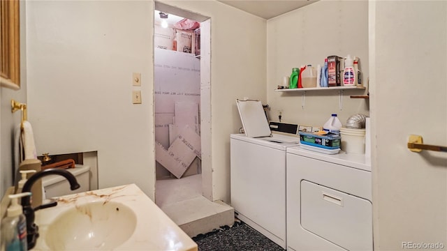 1269 Roland Dr, Bailey, CO 80421 - washroom featuring washing machine and dryer and a sink