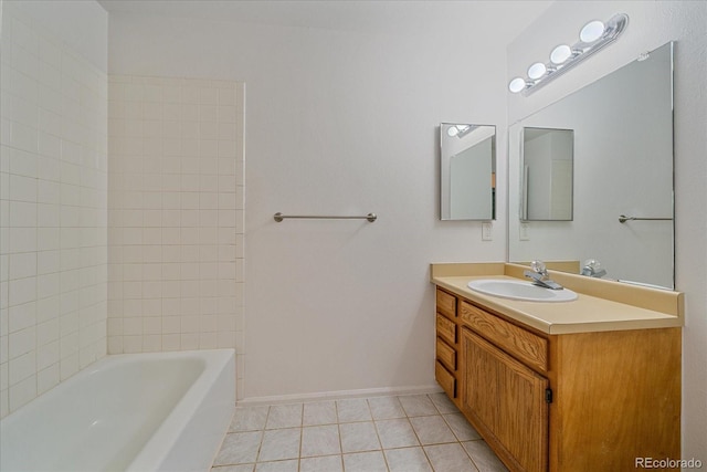 8438 Everett Way Unit B, Arvada, CO 80005 - full bath featuring vanity, tile patterned flooring, and shower / tub combination