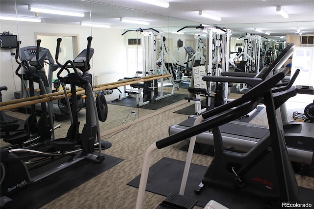 1888 S Jackson St Unit 603, Denver, CO 80210 - workout area with a textured ceiling and carpet flooring